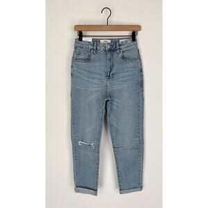Cotton On Stretch High Rise Mom Denim Jeans Womens Size 6 Distressed Light Wash